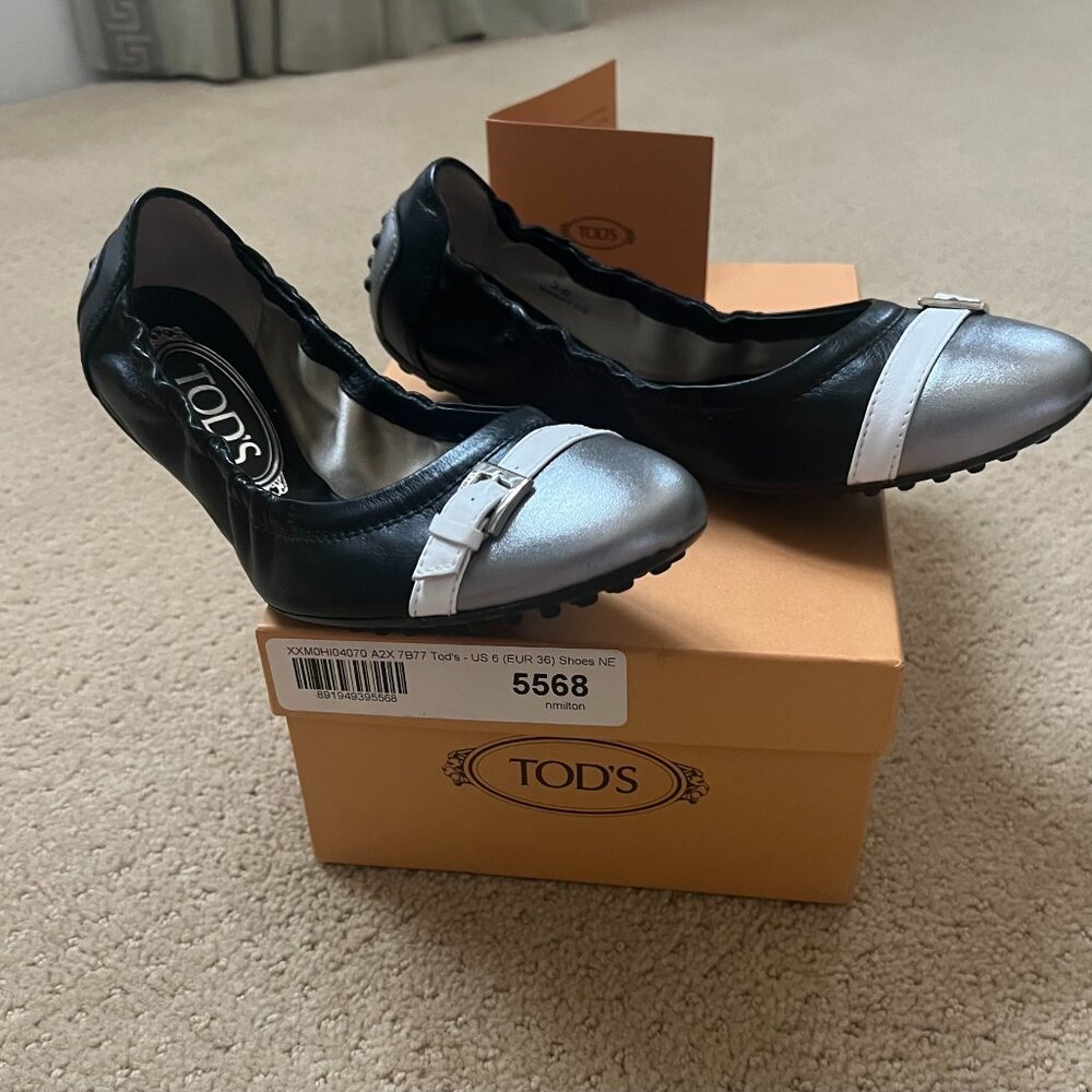 New in Box Tod's Ballet Flats Classic Made in Italy Sz 36 Chic Sophisticated